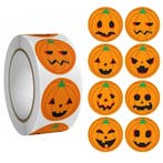 500 Stickers Op Rol - 2.5cm - Pompoen - Halloween -, Verzenden, Nieuw