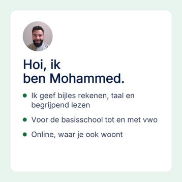 Mohammed geeft online bijles rekenen en taal, Privéles, Bijles