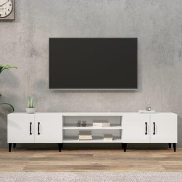 vidaXL Tv-meubel 180x31,5x40 cm bewerkt hout hoogglans wit, Verzenden, 150 tot 200 cm, Nieuw, Minder dan 100 cm