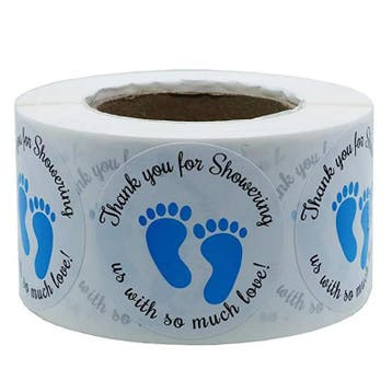Babyshower Stickers Op Rol - 25 mm - Blauw - 500 Stuks -, Verzenden, Nieuw