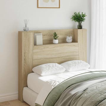 vidaXL Hoofdbord Kast met LED Sonoma Bewerkt hout, Huis en Inrichting, Slaapkamer | Bedden, Verzenden, Nieuw, Hout