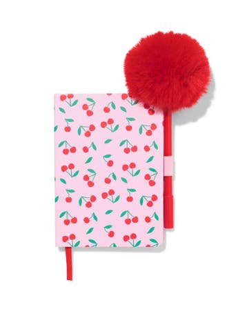 HEMA Notitieboek A6 gelinieerd kersen met pompon pen, Diversen, Verzenden, Nieuw