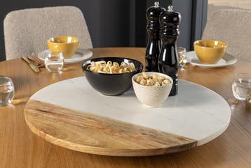 Handgemaakte draaitafel SERVANT 50cm Wit Naturel Marmer, Ophalen of Verzenden, Nieuw