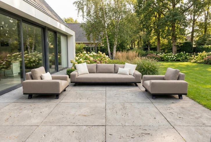 VDG Barcelona Sunbrella stoel-bank loungeset - Taupe -, Tuin en Terras, Tuinsets en Loungesets, Loungeset, Nieuw, Overige materialen