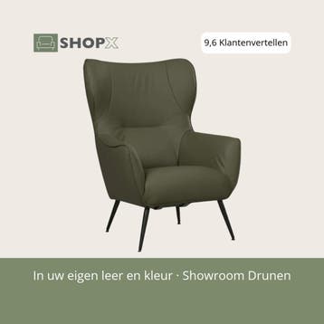 Leren fauteuil Flair - Toledo Olive (olijf/goen), Huis en Inrichting, Eigentijds, Modern, Retro, Romantisch, Nieuw, Ophalen of Verzenden