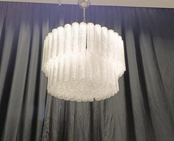 Kroonluchter - tubulair - Muranoglas - 6 lampen, Antiek en Kunst, Antiek | Lampen