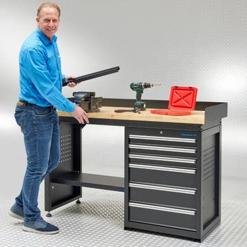 Datona Werkbank PRO - eiken werkblad - 6 lades - 150 cm -, Ophalen of Verzenden, Nieuw