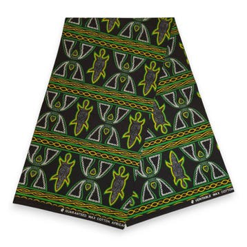 Afrikaanse wax print stof - Groen Zwart Toghu Bamenda Camero, Ophalen of Verzenden, Nieuw