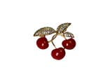 Veiling - Kersenmotief Broche | Rode Emaille & Strass