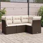 vidaXL 4-delige Loungeset met kussens poly rattan bruin, Tuin en Terras, Verzenden, Nieuw, Rotan, Loungeset