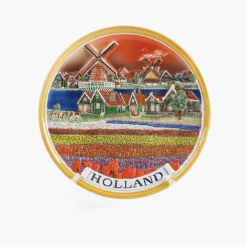 Bord tulpenveld 25 cm Holland - multicolor, Ophalen of Verzenden, Nieuw