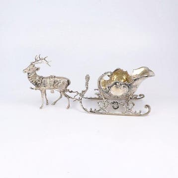 Rendier met sleede - Beeldje - .800 zilver