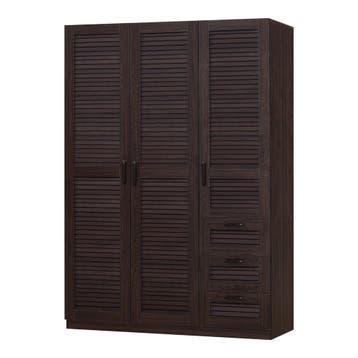 Kledingkast Finning 176x120x52 cm met 3 lades walnootkleurig, Verzenden, Nieuw