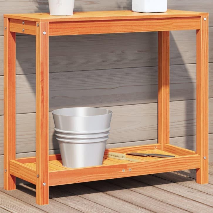 vidaXL Oppottafel met schap 82,5x35x75 cm massief grenenhout, Tuin en Terras, Overige Tuin en Terras, Nieuw, Verzenden