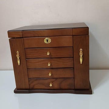 Sieradendoos - Hout - Spiegel-5 niveaus