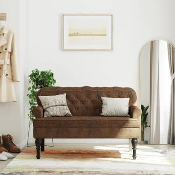 vidaXL Bankje met rugleuning 119,5x64,5x75 cm kunstsuèdeleer, Huis en Inrichting, Banken | Bankstellen, Verzenden, Nieuw, Kunststof