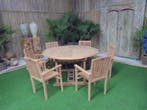 Aanbieding: Teak Tuinset Rond + 6 Stoelen nu voor €899,-, Tuin en Terras, 6 zitplaatsen, Teakhout, Nieuw, Ophalen of Verzenden