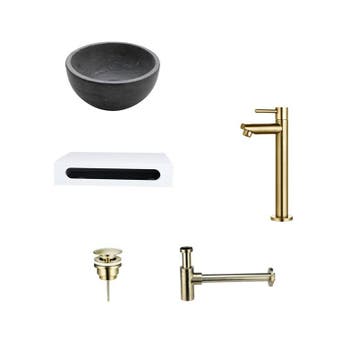 Sani Royal Natuursteen Mini Waskom met Solid, Nieuw