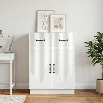 vidaXL Dressoir Wit 66 x 34,5 x 87 cm Bewerkt hout, Verzenden, Nieuw, Overige houtsoorten, Minder dan 50 cm