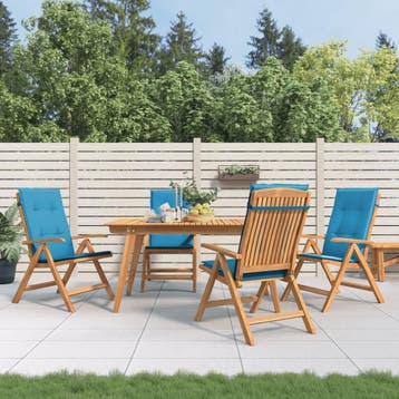 vidaXL Verstelbare klapstoelen met kussens, 4 stuks, massief, Verzenden, Nieuw, Hout