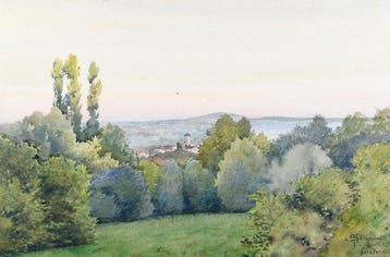 Gaston Bethune (1857-1897) - Panoramisch landschap bij