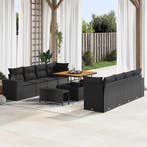 vidaXL Tuin Sofa Set met kussen 11 pcs Zwart poly rattan, Verzenden, Nieuw, Meer dan 8 zitplaatsen
