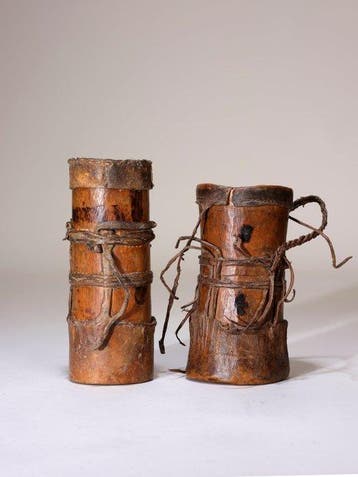 Set van twee eburi-vetcontainers – Turkana – Kenia – hout,