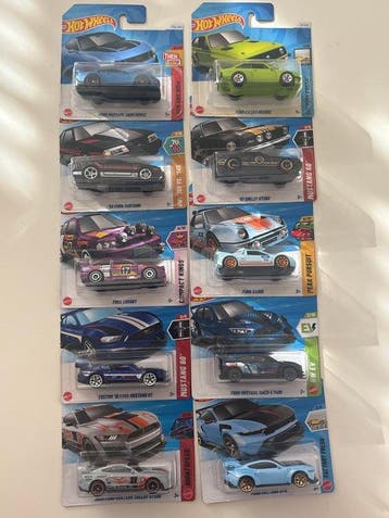 Hot Wheels 1:64 - Modelauto (10) - Ford - Mustang - Escort -, Nieuw