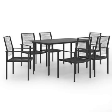 vidaXL 7-delige Tuinset, Verzenden, 6 zitplaatsen, Nieuw, Rvs