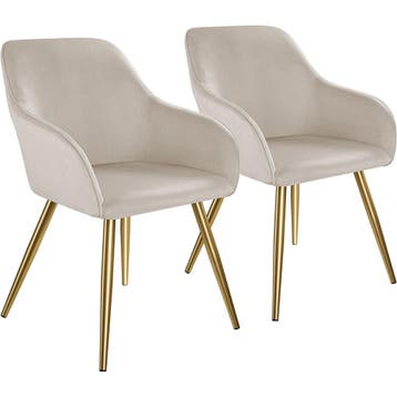 Eetkamerstoel Marilyn fluweellook, gouden poten - taupe/goud, Huis en Inrichting, Stoelen, Verzenden, Nieuw