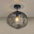 Glazen Plafondlamp Zwart met Smoke glas – Marly, Verzenden, Nieuw, Glas