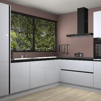Witte hoogglans greeploze keuken Vogar 82773, Huis en Inrichting, Keuken | Complete keukens, Verzenden, Nieuw