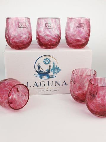LAGUNA - Drinkservies (6) - gecrackt - Muranoglas - 6 GA