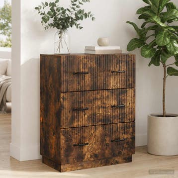 vidaXL Ladenkast Gerookt eiken 66 x 34,5 x 87 cm Bewerkt, Verzenden, Nieuw