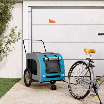 vidaXL Hondenfietstrailer oxford stof en ijzer blauw en, Verzenden, Nieuw