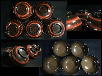 Set of 5 Japanese Wajima-nuri Lacquerware Soup/Nimono Bowls, Antiek en Kunst