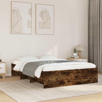 vidaXL Bedframe zonder matras hout gerookt eikenkleurig, Bruin, Verzenden, Hout, Nieuw