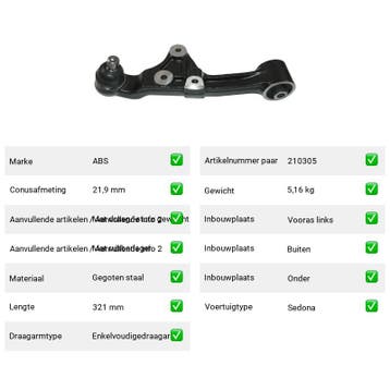Draagarm Kia Carnival 2.5 V6 (UP) Van 1999-08 tot 2001-10 -, Verzenden, Nieuw, Kia