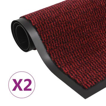 vidaXL Droogloopmatten 2 st rechthoekig getuft 40x60 cm rood, Verzenden, Nieuw