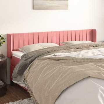 vidaXL Hoofdbord met randen 163x16x78/88 cm fluweel roze, Huis en Inrichting, Verzenden, Nieuw, Stof