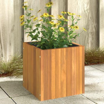 vidaXL Plantenbak 35x35x35 cm massief acaciahout, Verzenden, Minder dan 60 cm, Nieuw, Hout