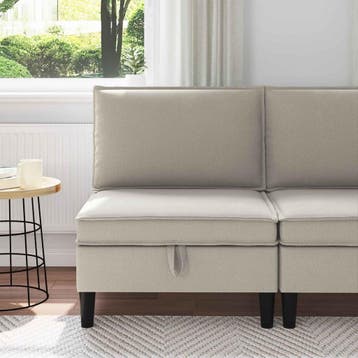 vidaXL Middelse Sofa met Opbergruimte Havermout 70 x 70 x 82, Verzenden, Nieuw, Stof, Minder dan 150 cm