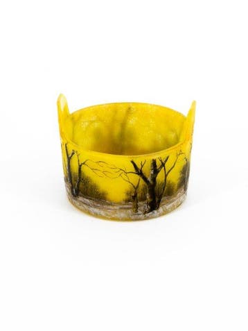 Daum - Vaas - Polychroom cameo-glas - Zoutstel in een mand