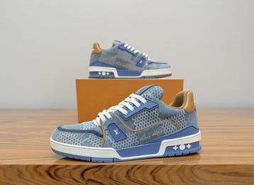 Louis Vuitton - LV Trainer Blue Damier 3D Denim - Sneakers -, Nieuw