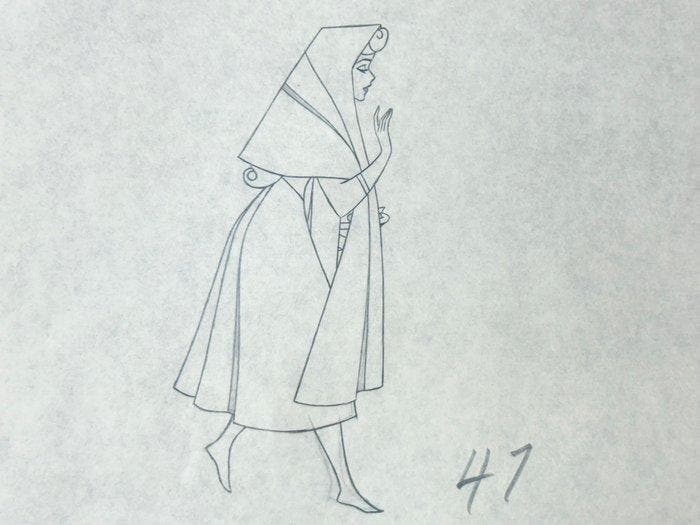 Walt Disney - Doornroosje Animatie Tekening - Sleeping, Verzamelen, Disney