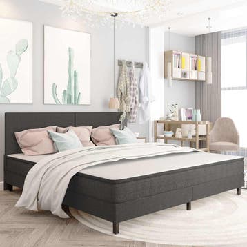 vidaXL Boxspring stof donkergrijs 200x200 cm, Verzenden, Overige maten, 200 cm, Nieuw