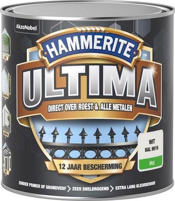 Hammerite Ultima Metaallak Mat Wit Ral 9016 250 ml, Ophalen of Verzenden, Nieuw