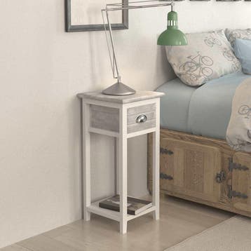 vidaXL Nachtkastje met 1 lade grijs en wit, Minder dan 45 cm, Verzenden, Nieuw, 55 tot 70 cm