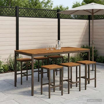 vidaXL Tuinbar Tafel Natuurlijk en Koffie 196 x 100,5 x 105, Tuin en Terras, Verzenden, Nieuw