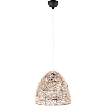 LED Hanglamp Trion Kei - 1-lichts Rond Bruin Rotan - E27 Fit, Ophalen of Verzenden, Nieuw